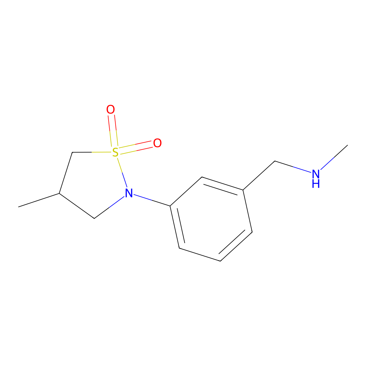 4-Methyl-2-{3-[(methylamino)methyl]phenyl}-1lambda6,2-thiazolidine-1,1-dione molecular structure, CAS 1503393-23-4