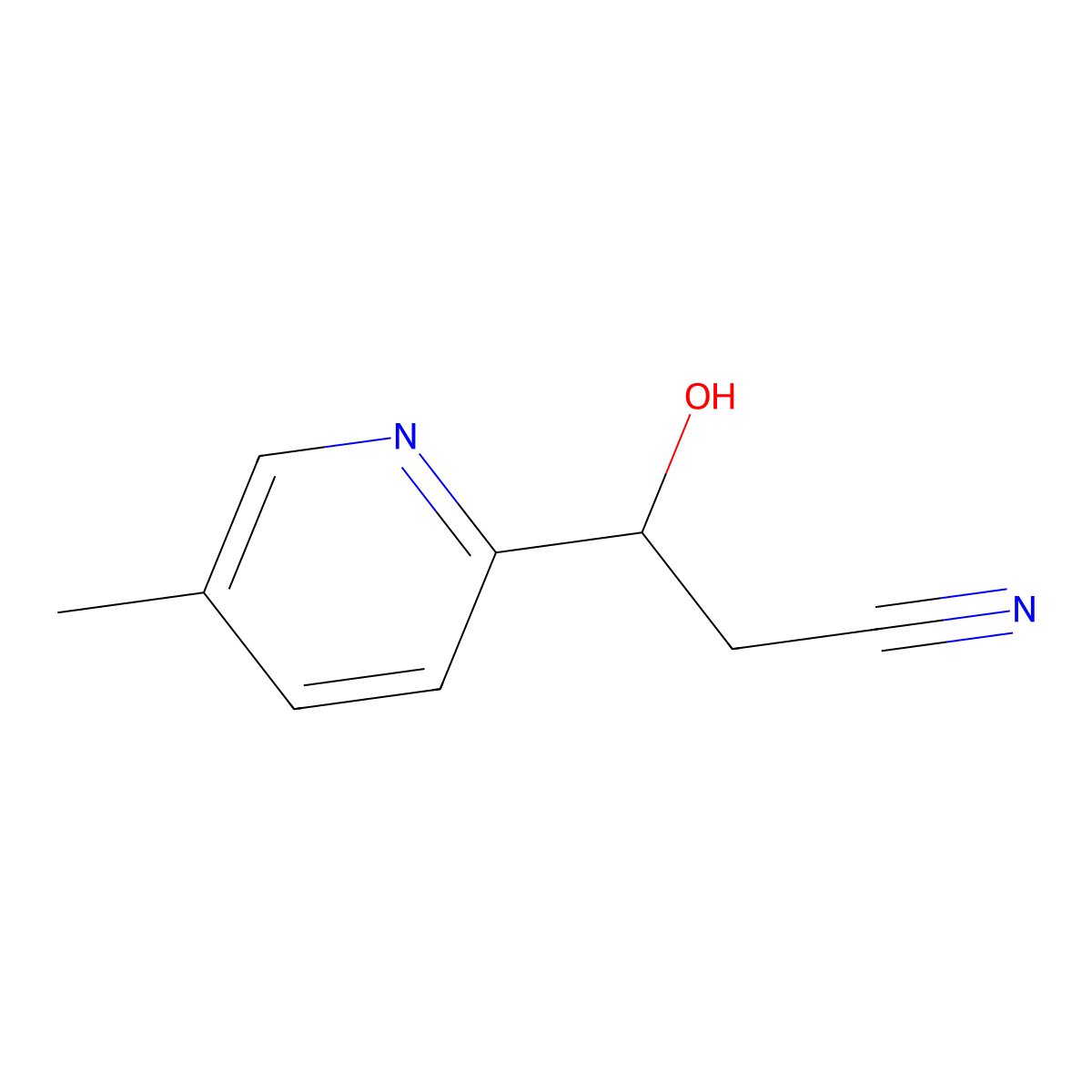 3-Hydroxy-3-(5-methylpyridin-2-yl)propanenitrile molecular structure, CAS 1503398-77-3