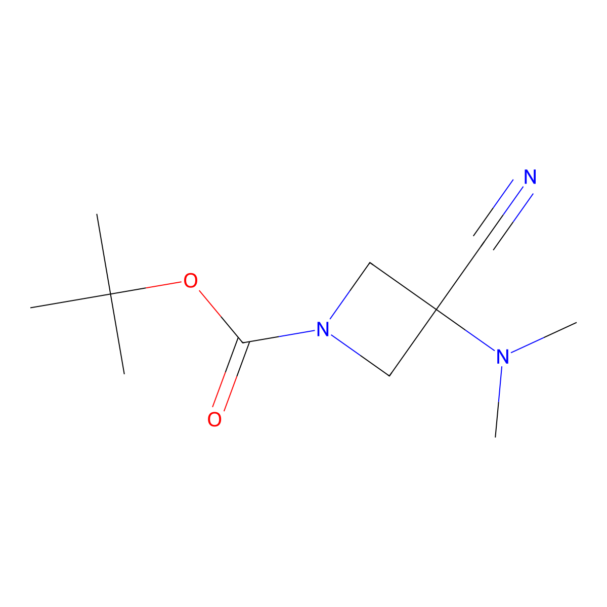 Tert-butyl 3-cyano-3-(dimethylamino)azetidine-1-carboxylate molecular structure, CAS 1503407-78-0