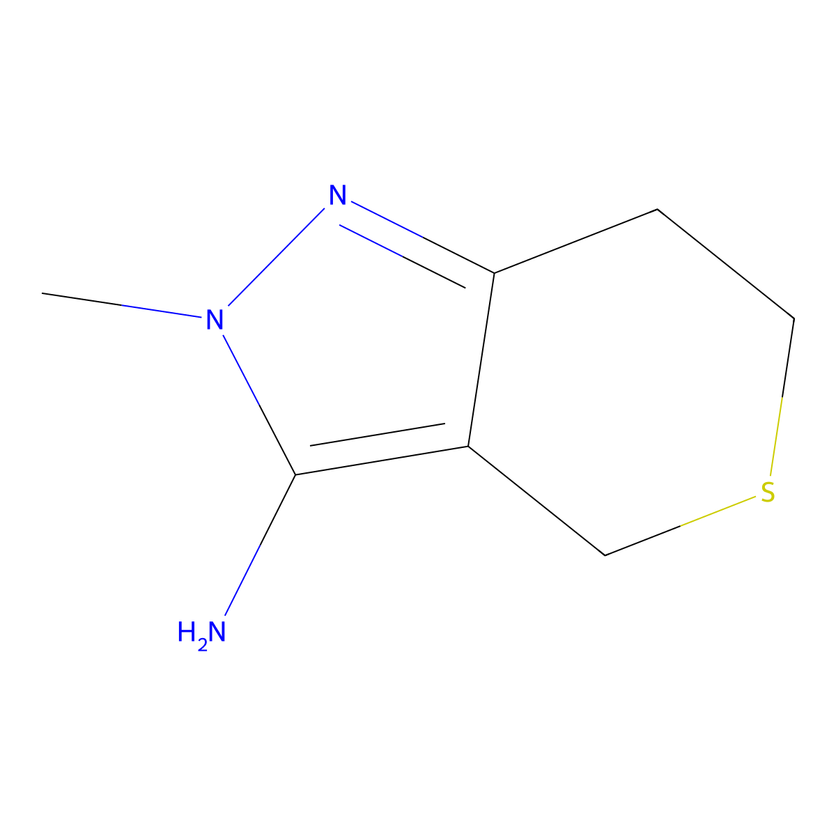 2-Methyl-2H,4H,6H,7H-thiopyrano[4,3-c]pyrazol-3-amine molecular structure, CAS 1503424-46-1