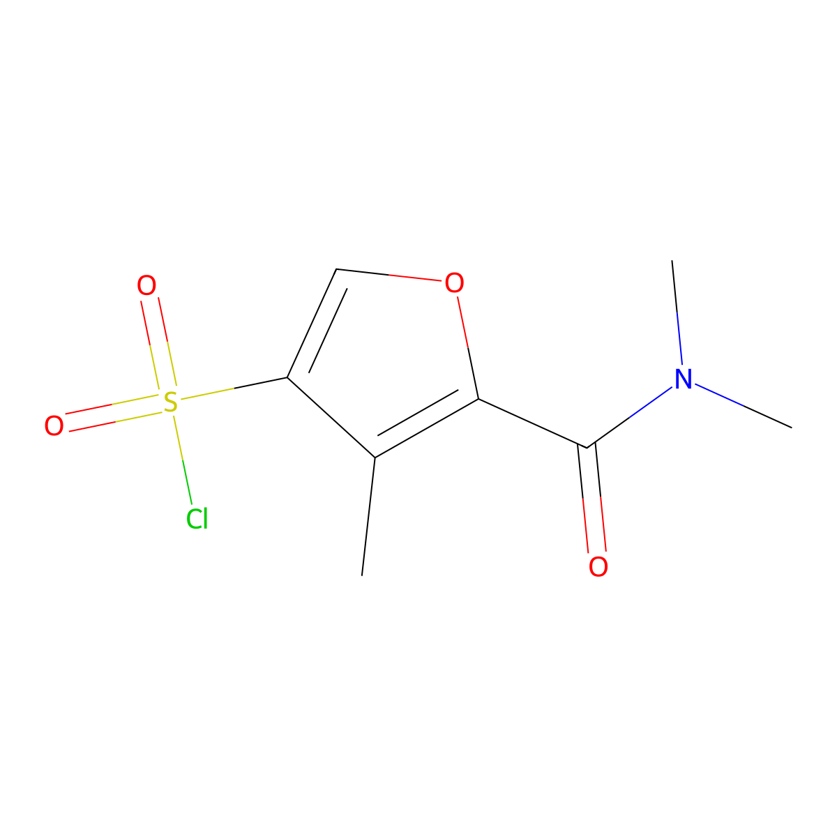 5-(Dimethylcarbamoyl)-4-methylfuran-3-sulfonyl chloride molecular structure, CAS 1503428-64-5