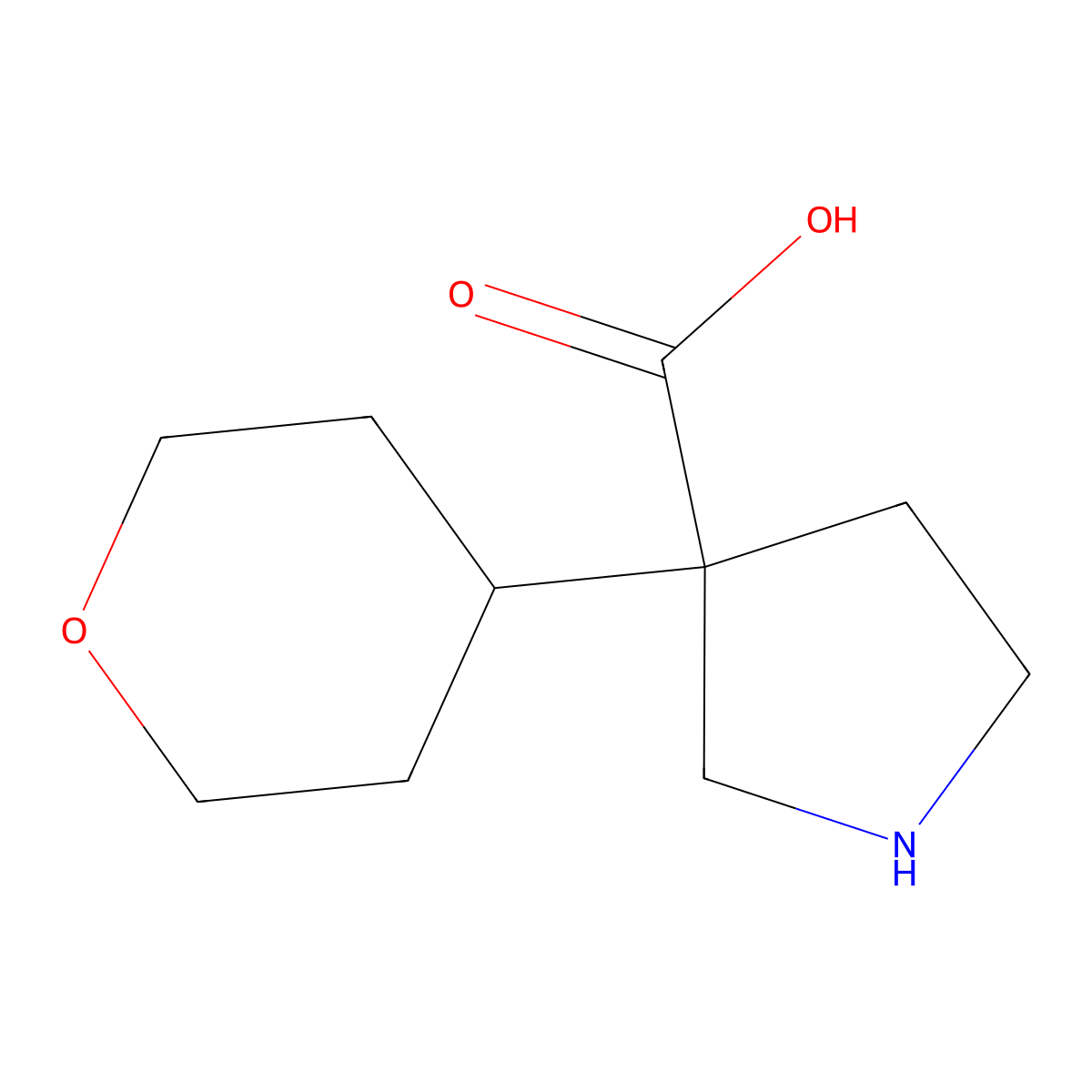 3-(Oxan-4-yl)pyrrolidine-3-carboxylic acid molecular structure, CAS 1503434-41-0