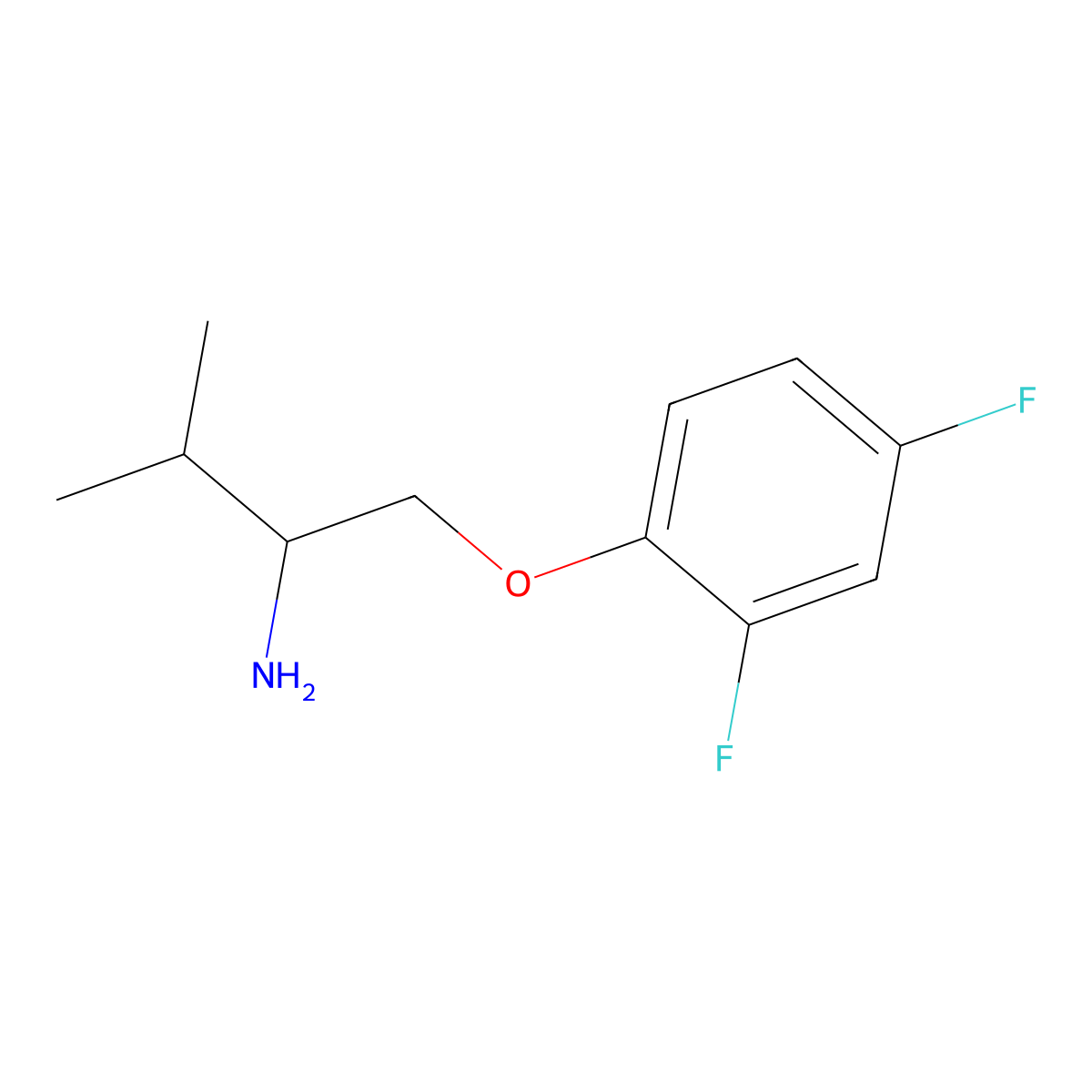 1-(2,4-Difluorophenoxy)-3-methylbutan-2-amine molecular structure, CAS 1503443-28-4