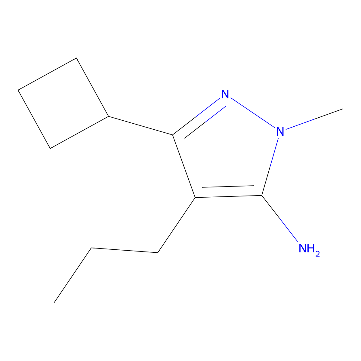 3-cyclobutyl-1-methyl-4-propyl-1H-pyrazol-5-amine molecular structure, CAS 1503457-05-3