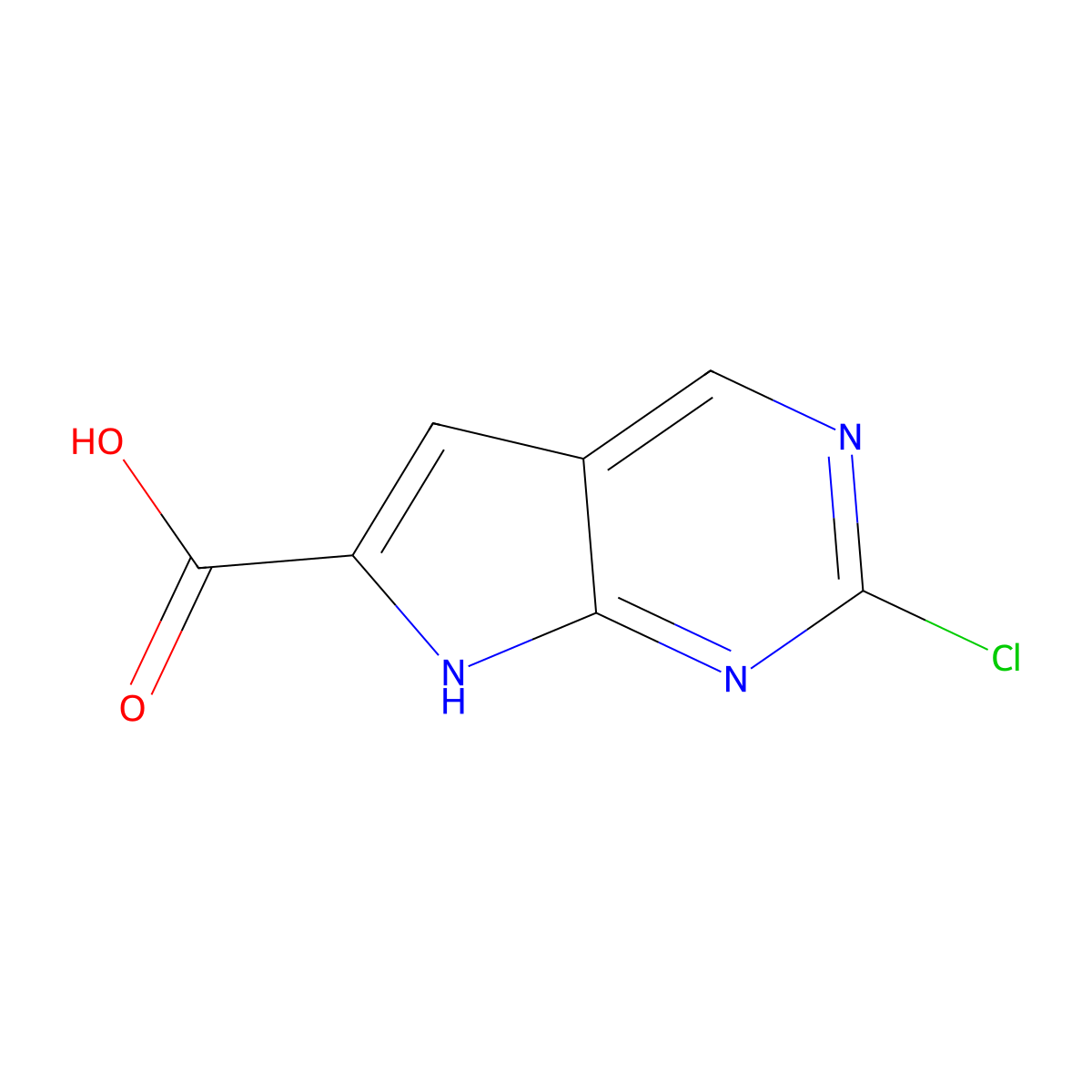 2-Chloro-7H-pyrrolo[2,3-d]pyrimidine-6-carboxylic acid molecular structure, CAS 1503461-20-8