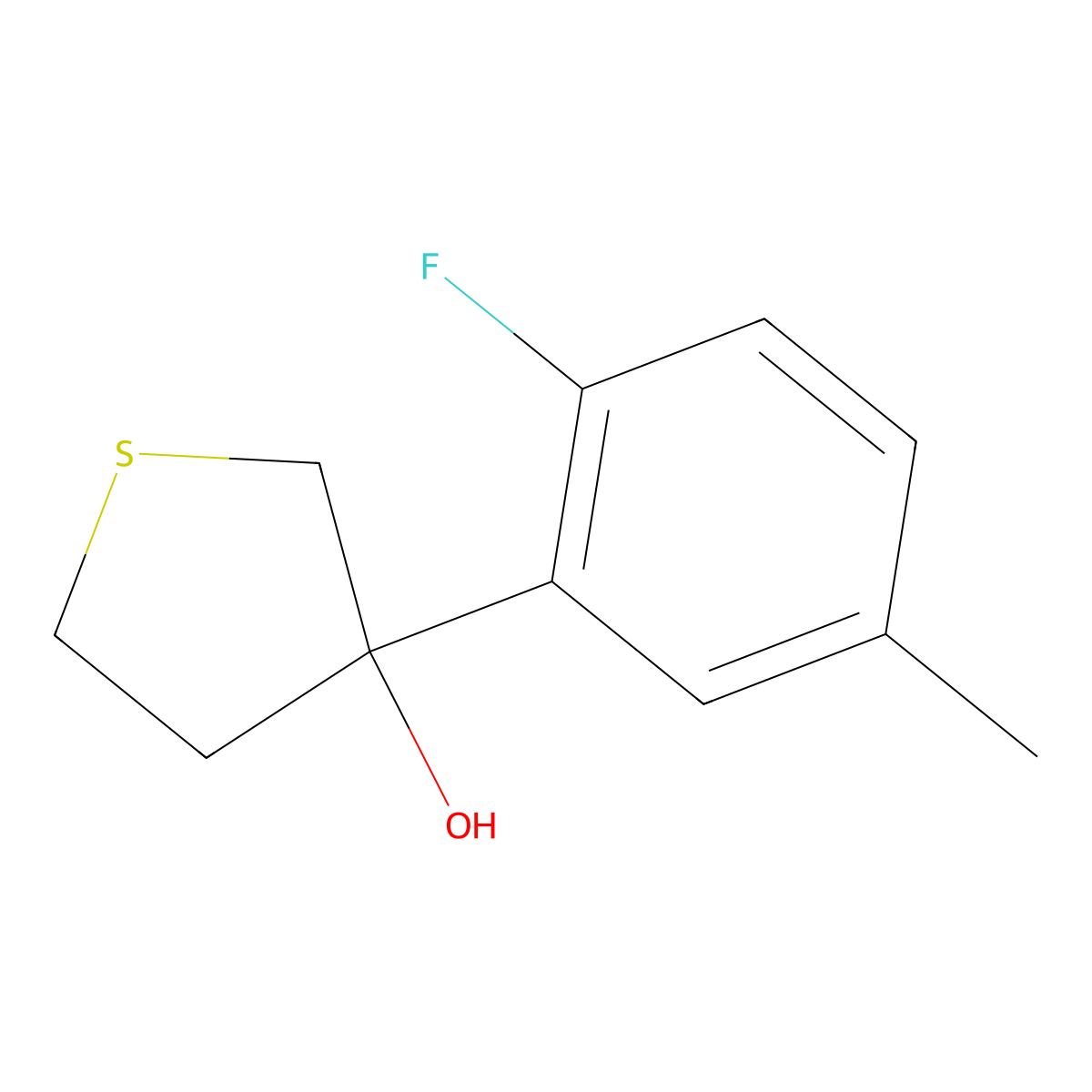 3-(2-Fluoro-5-methylphenyl)tetrahydrothiophene-3-ol molecular structure, CAS 1503464-48-9