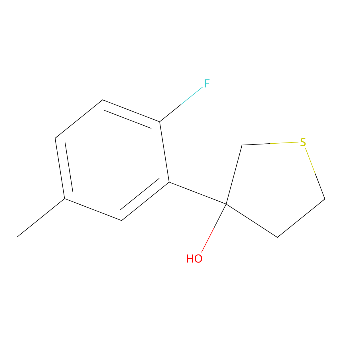 3-(2-Fluoro-5-methylphenyl)tetrahydrothiophene-3-ol molecular structure, CAS 1503464-48-9