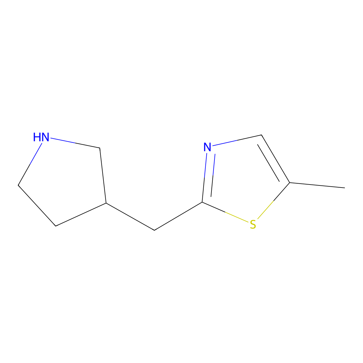 5-Methyl-2-[(pyrrolidin-3-yl)methyl]-1,3-thiazole molecular structure, CAS 1503466-63-4