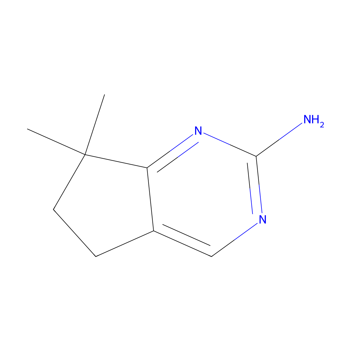 7,7-dimethyl-5H,6H,7H-cyclopenta[d]pyrimidin-2-amine molecular structure, CAS 1503469-56-4