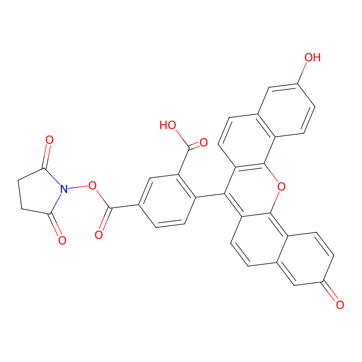 5(6)-Carboxynaphthofluorescein N-Succinimidyl ester molecular structure, CAS 150347-58-3