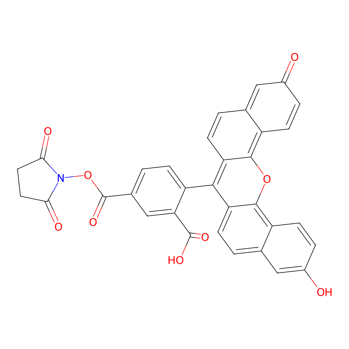 5(6)-Carboxynaphthofluorescein N-Succinimidyl ester molecular structure, CAS 150347-58-3