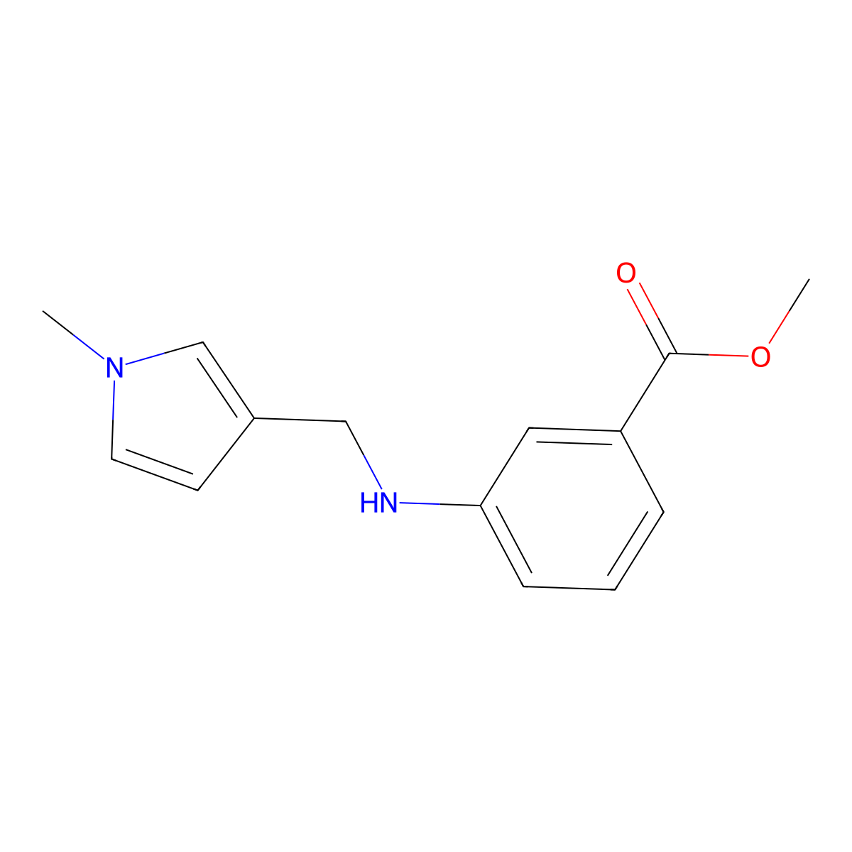 methyl 3-{[(1-methyl-1H-pyrrol-3-yl)methyl]amino}benzoate molecular structure, CAS 1503482-86-7