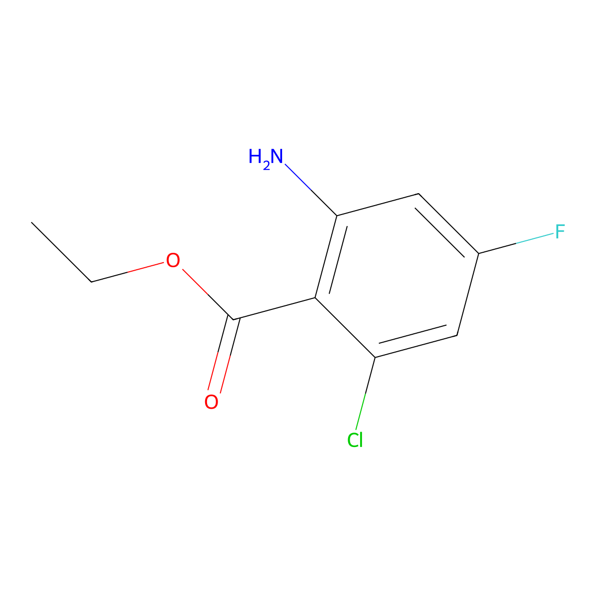 Ethyl 2-amino-6-chloro-4-fluorobenzoate molecular structure, CAS 1503494-21-0