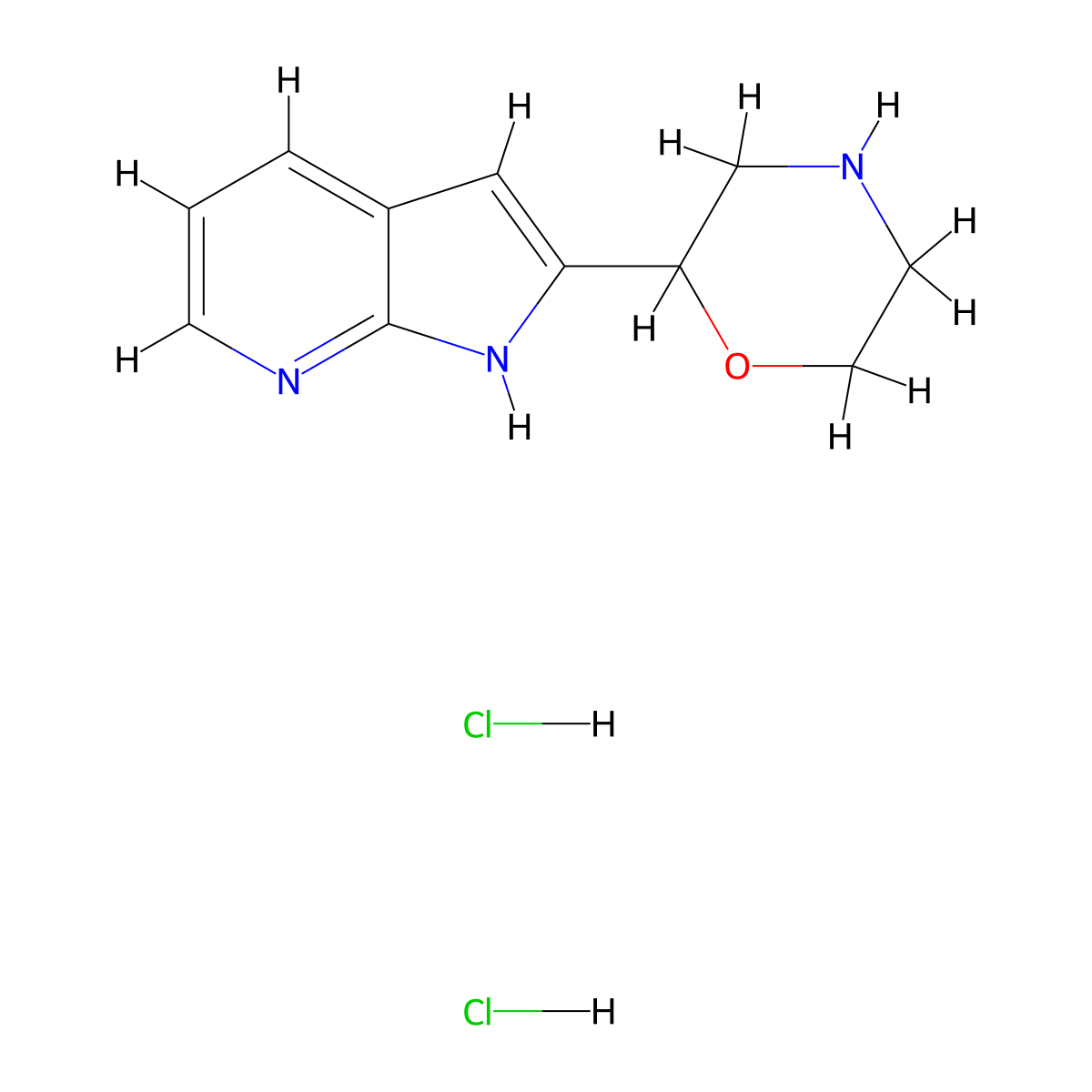 2-Morpholin-2-yl-1H-pyrrolo[2,3-b]pyridine dihydrochloride molecular structure, CAS 1503503-78-3