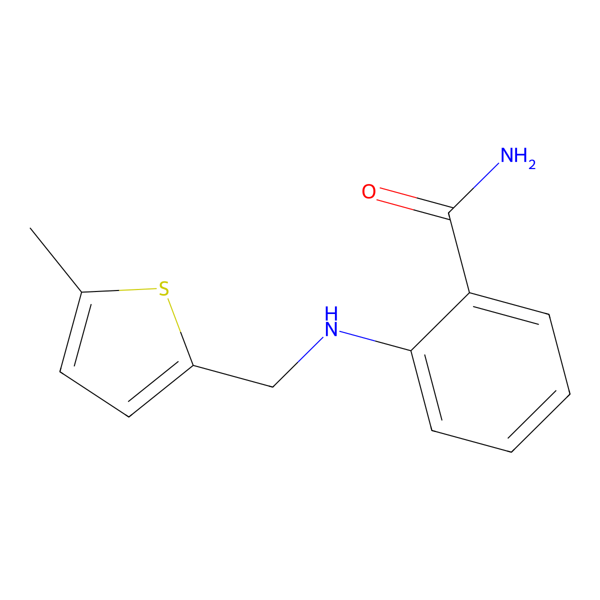 2-{[(5-Methylthiophen-2-yl)methyl]amino}benzamide molecular structure, CAS 1503523-51-0