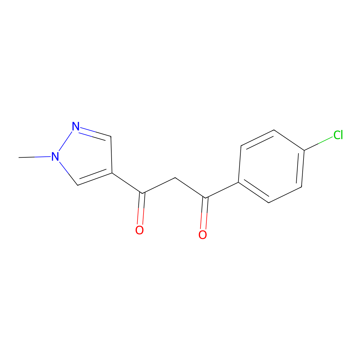 1-(4-Chlorophenyl)-3-(1-methyl-1H-pyrazol-4-yl)propane-1,3-dione molecular structure, CAS 1503529-33-6