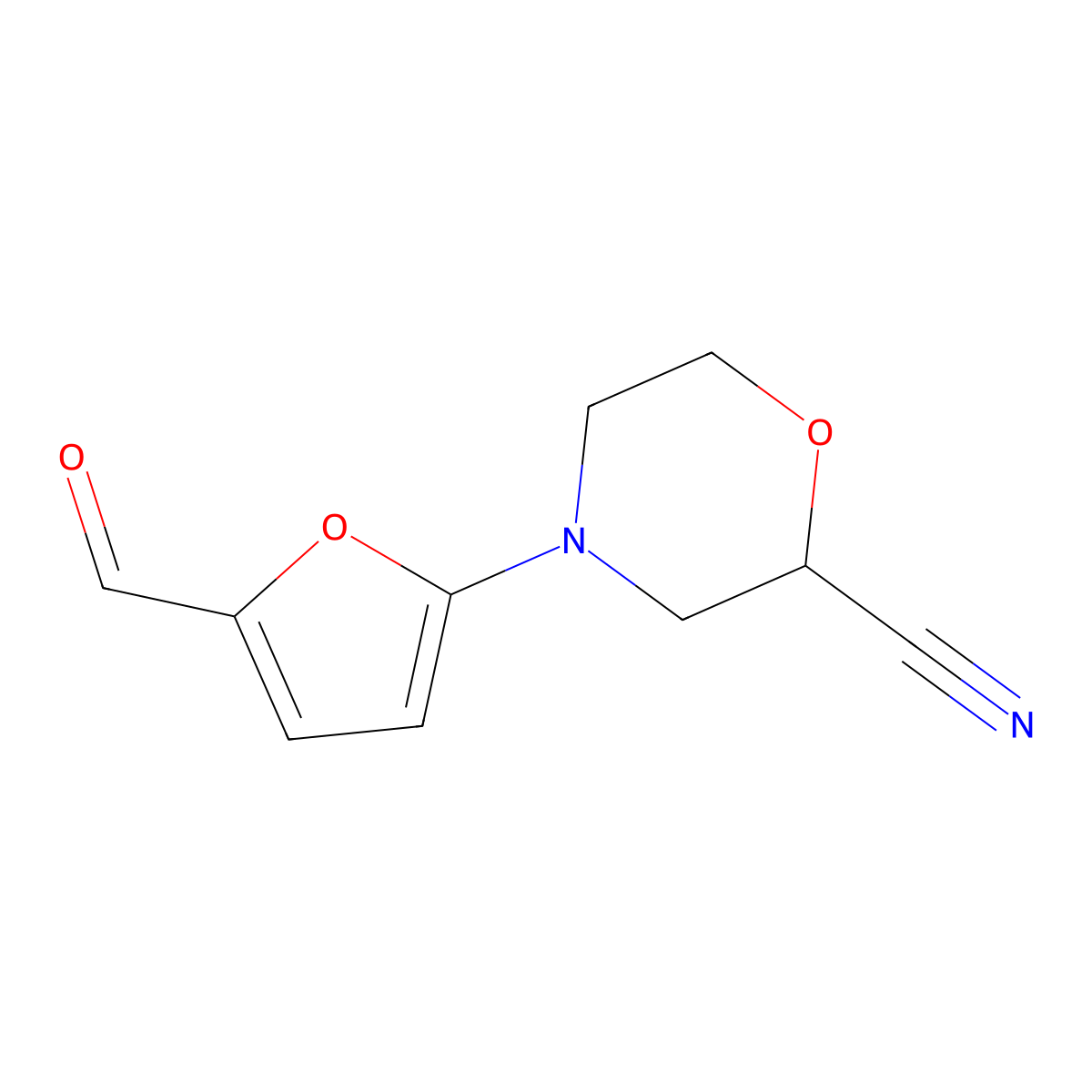 4-(5-Formylfuran-2-YL)morpholine-2-carbonitrile molecular structure, CAS 1503531-10-9