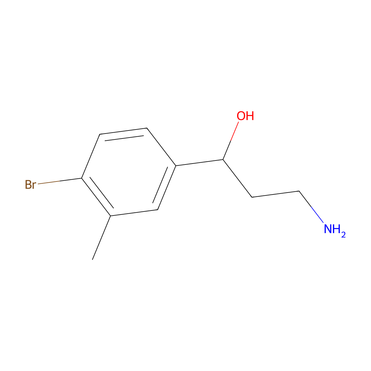 3-Amino-1-(4-bromo-3-methylphenyl)propan-1-ol molecular structure, CAS 1503535-18-9
