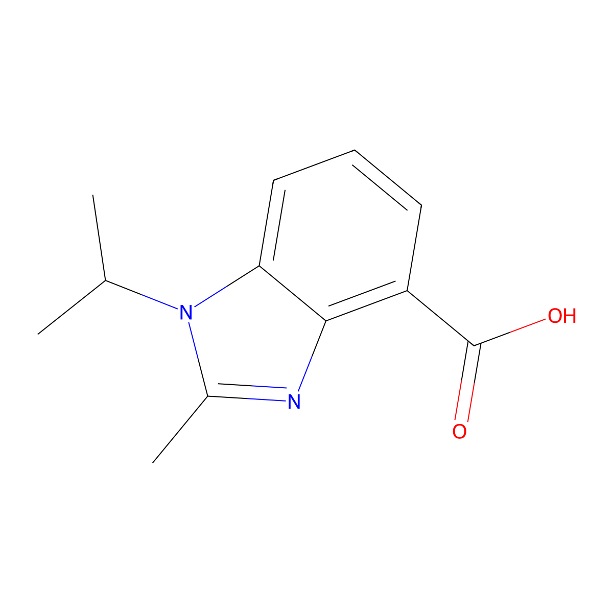 2-methyl-1-(propan-2-yl)-1H-1,3-benzodiazole-4-carboxylic acid molecular structure, CAS 1503540-51-9