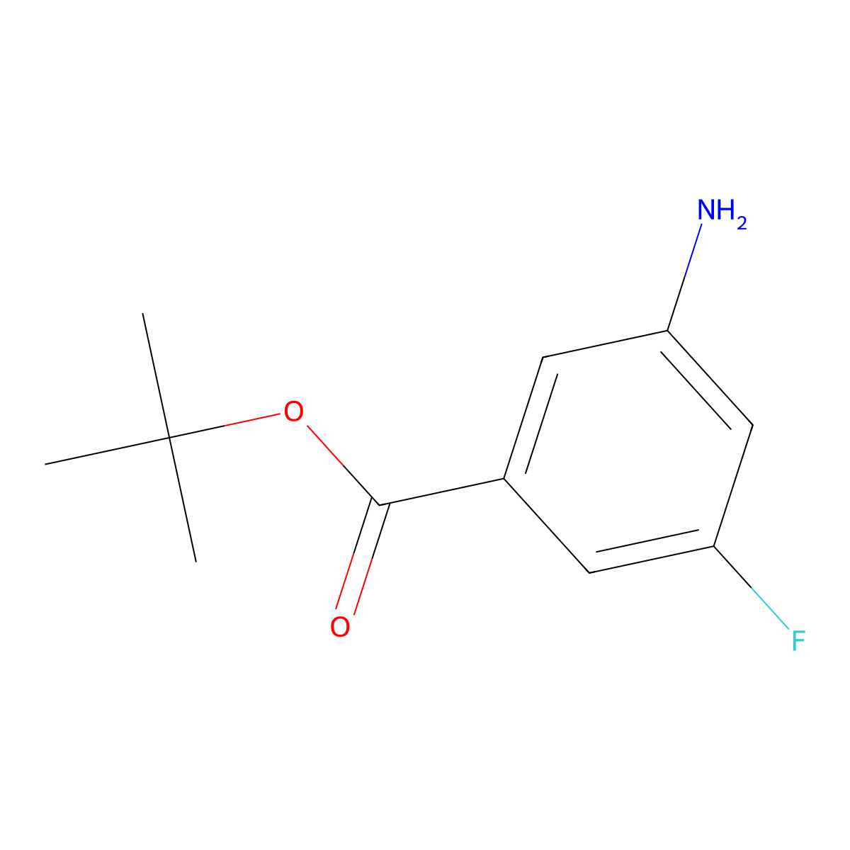 Tert-butyl 3-amino-5-fluorobenzoate molecular structure, CAS 1503555-07-4