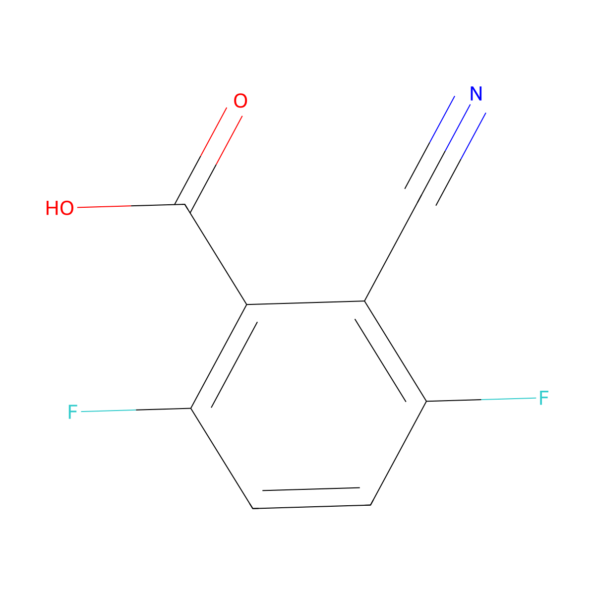 2-Cyano-3,6-difluorobenzoic acid molecular structure, CAS 1503572-46-0