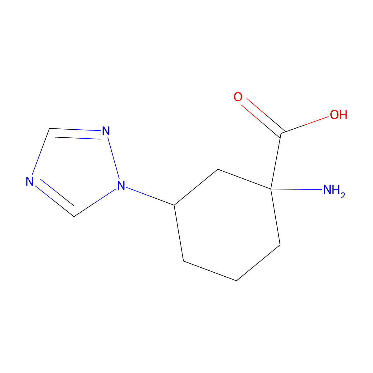 1-amino-3-(1H-1,2,4-triazol-1-yl)cyclohexane-1-carboxylic acid molecular structure, CAS 1503575-43-6