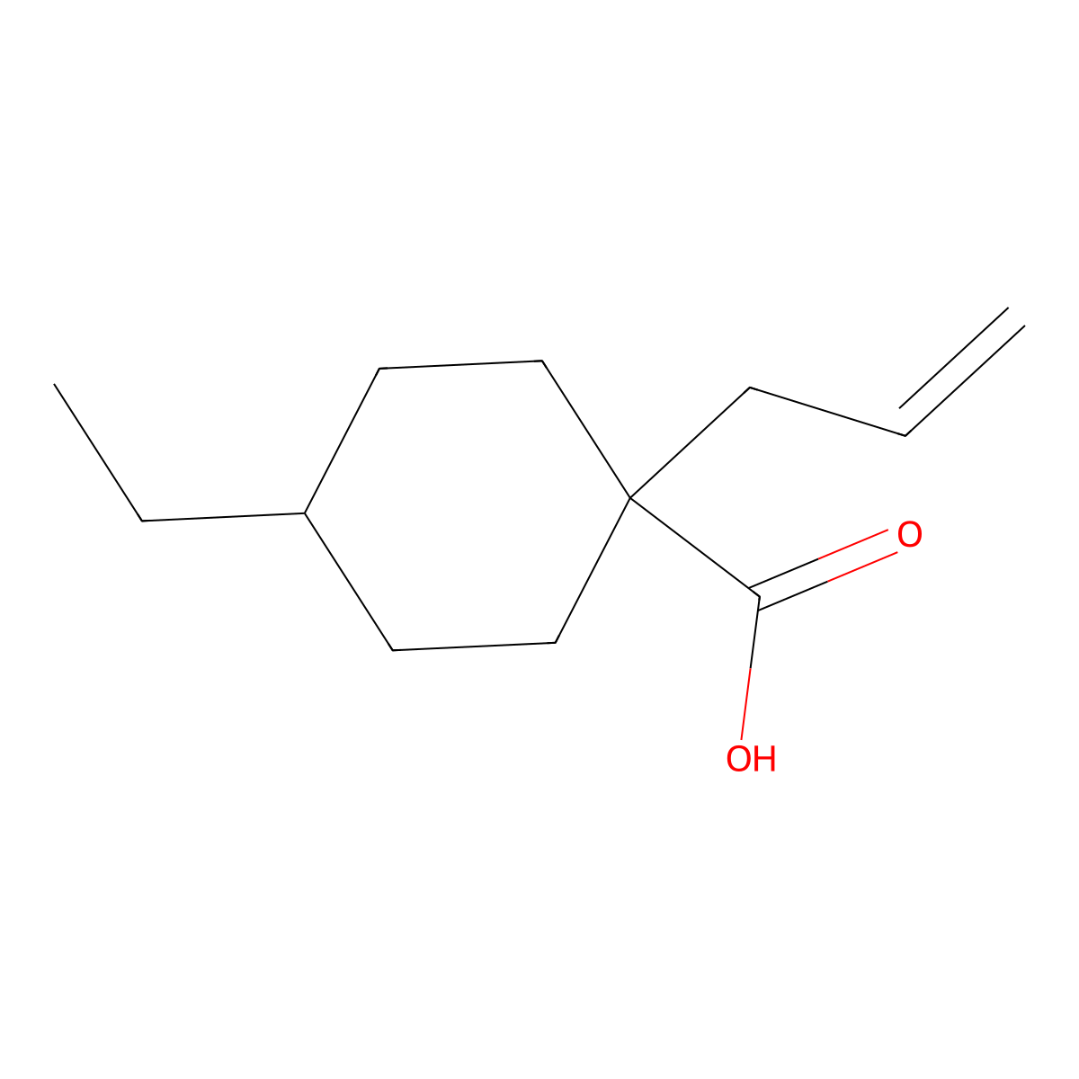 1-Allyl-4-ethylcyclohexane-1-carboxylic acid molecular structure, CAS 1503576-18-8