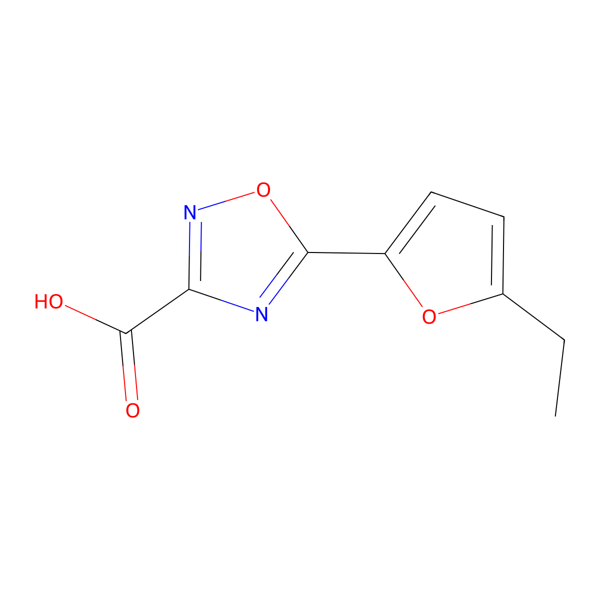 5-(5-Ethylfuran-2-yl)-1,2,4-oxadiazole-3-carboxylic acid molecular structure, CAS 1503577-93-2