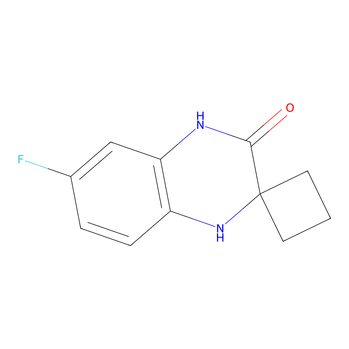 6'-fluoro-3',4'-dihydro-1'H-spiro[cyclobutane-1,2'-quinoxaline]-3'-one molecular structure, CAS 1503582-73-7