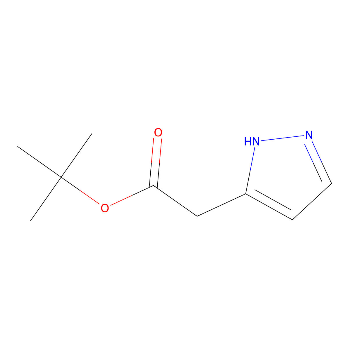 tert-butyl 2-(1H-pyrazol-3-yl)acetate molecular structure, CAS 1503584-81-3