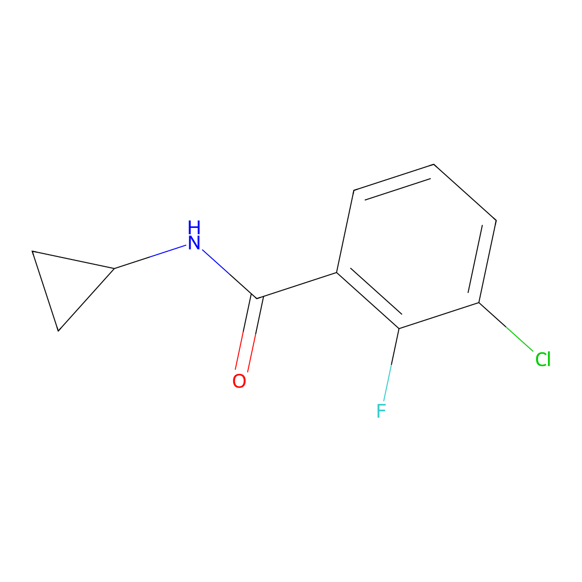3-chloro-N-cyclopropyl-2-fluorobenzamide molecular structure, CAS 1503589-53-4