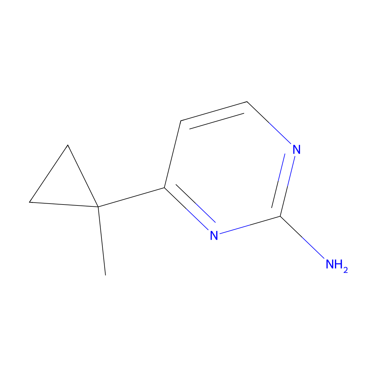4-(1-Methylcyclopropyl)pyrimidin-2-amine molecular structure, CAS 1503597-67-8
