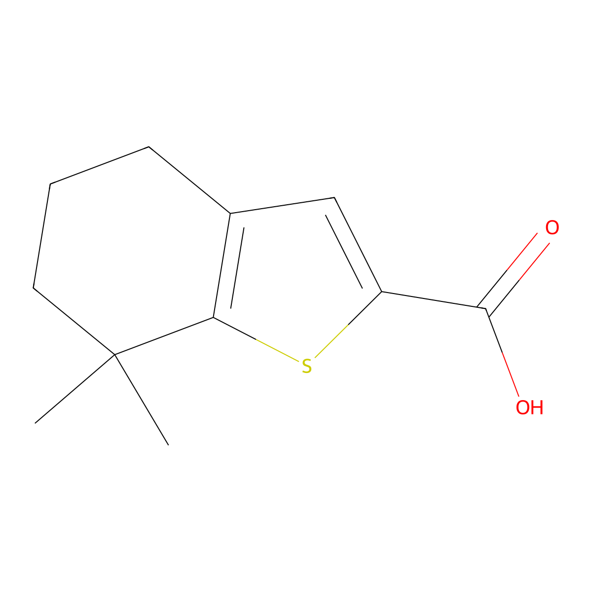 7,7-Dimethyl-4,5,6,7-tetrahydro-1-benzothiophene-2-carboxylic acid molecular structure, CAS 1503608-57-8