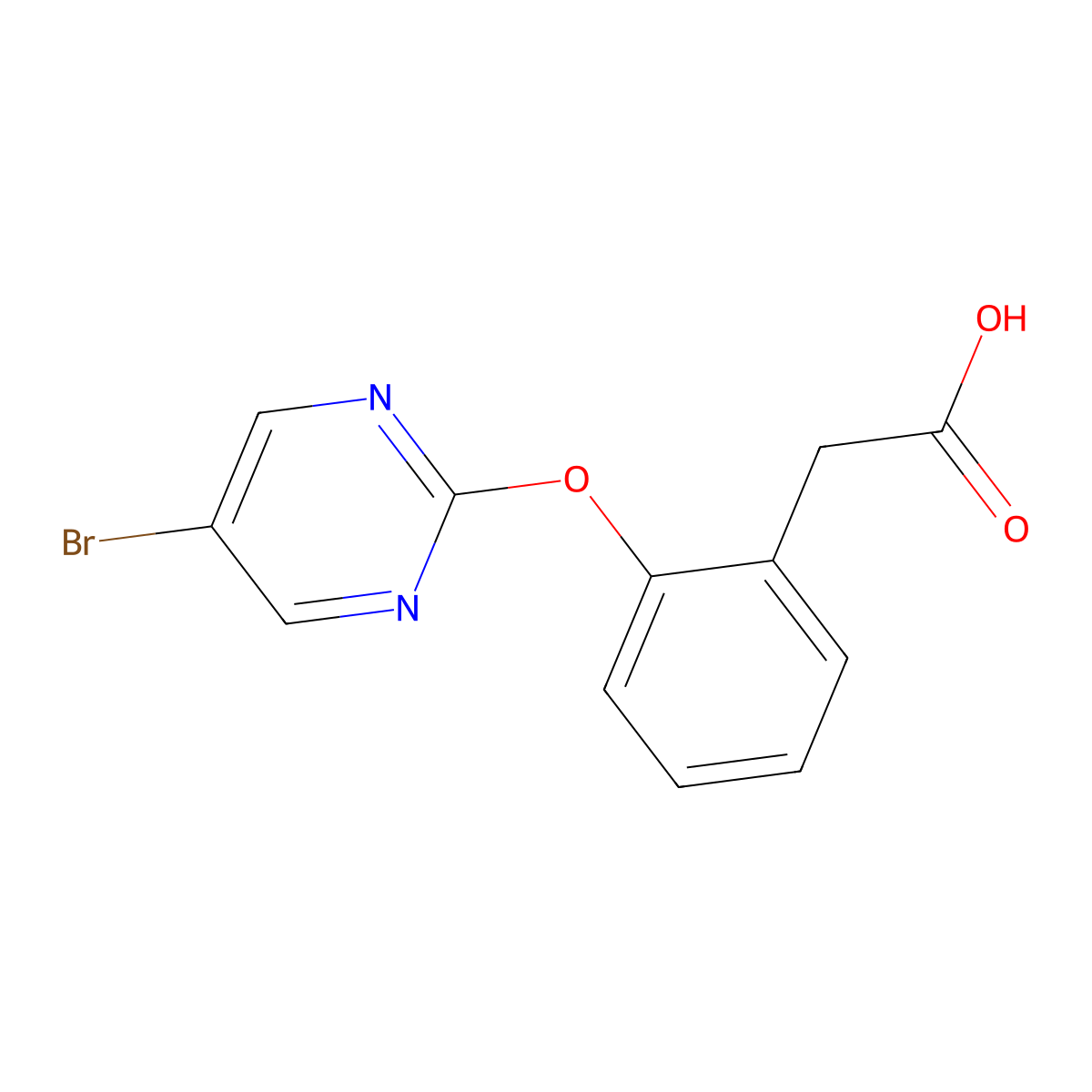 2-{2-[(5-Bromopyrimidin-2-yl)oxy]phenyl}acetic acid molecular structure, CAS 1503624-39-2