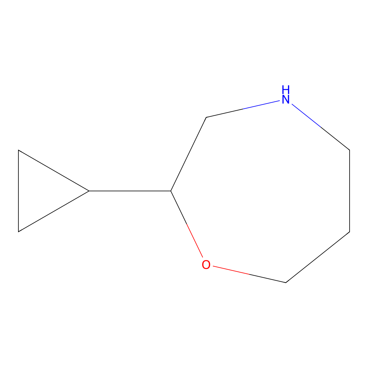 2-Cyclopropyl-1,4-oxazepane molecular structure, CAS 1503636-63-2