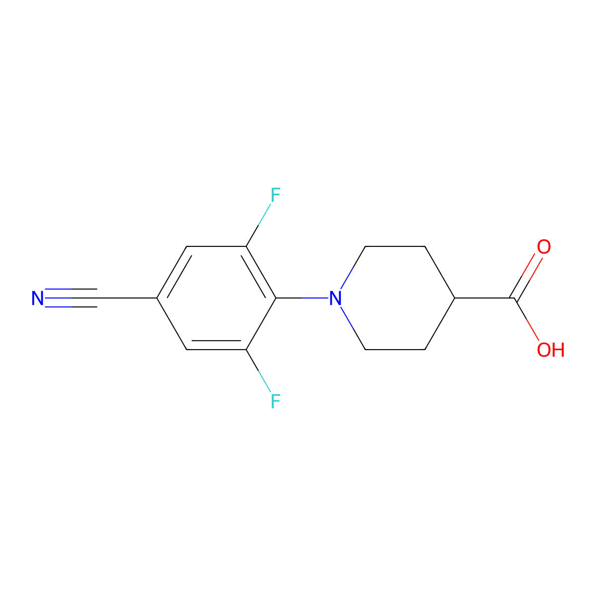 1-(4-Cyano-2,6-difluorophenyl)piperidine-4-carboxylic acid molecular structure, CAS 1503657-78-0