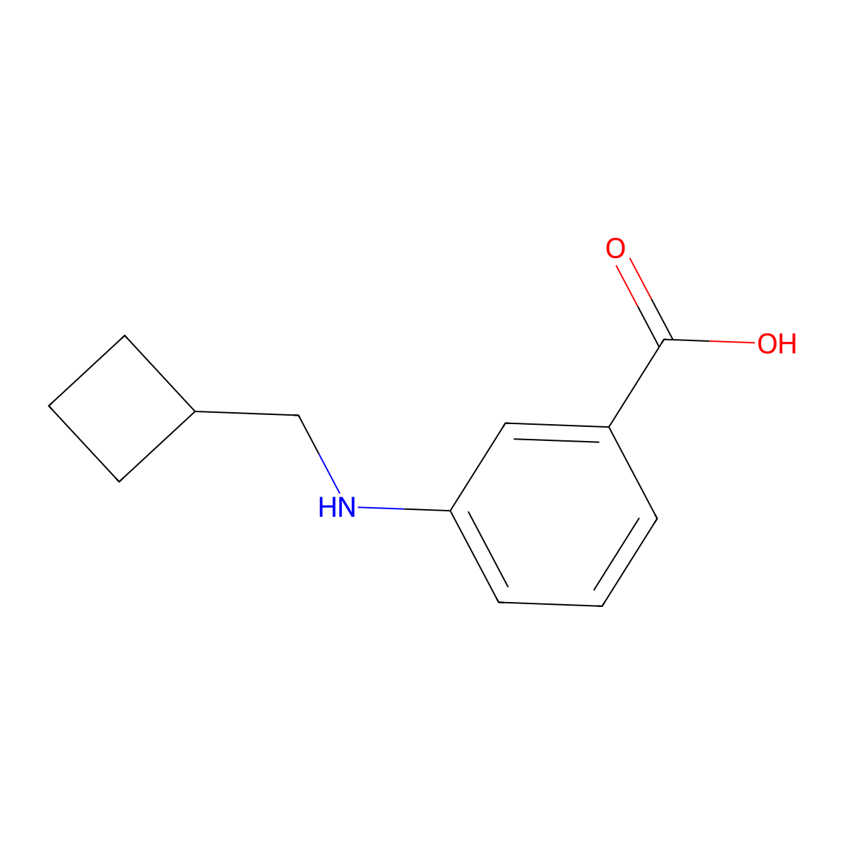 3-[(Cyclobutylmethyl)amino]benzoic acid molecular structure, CAS 1503670-72-1