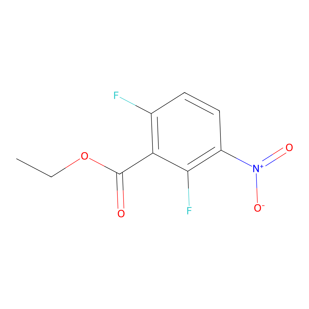 Ethyl 2,6-difluoro-3-nitrobenzoate molecular structure, CAS 150368-36-8