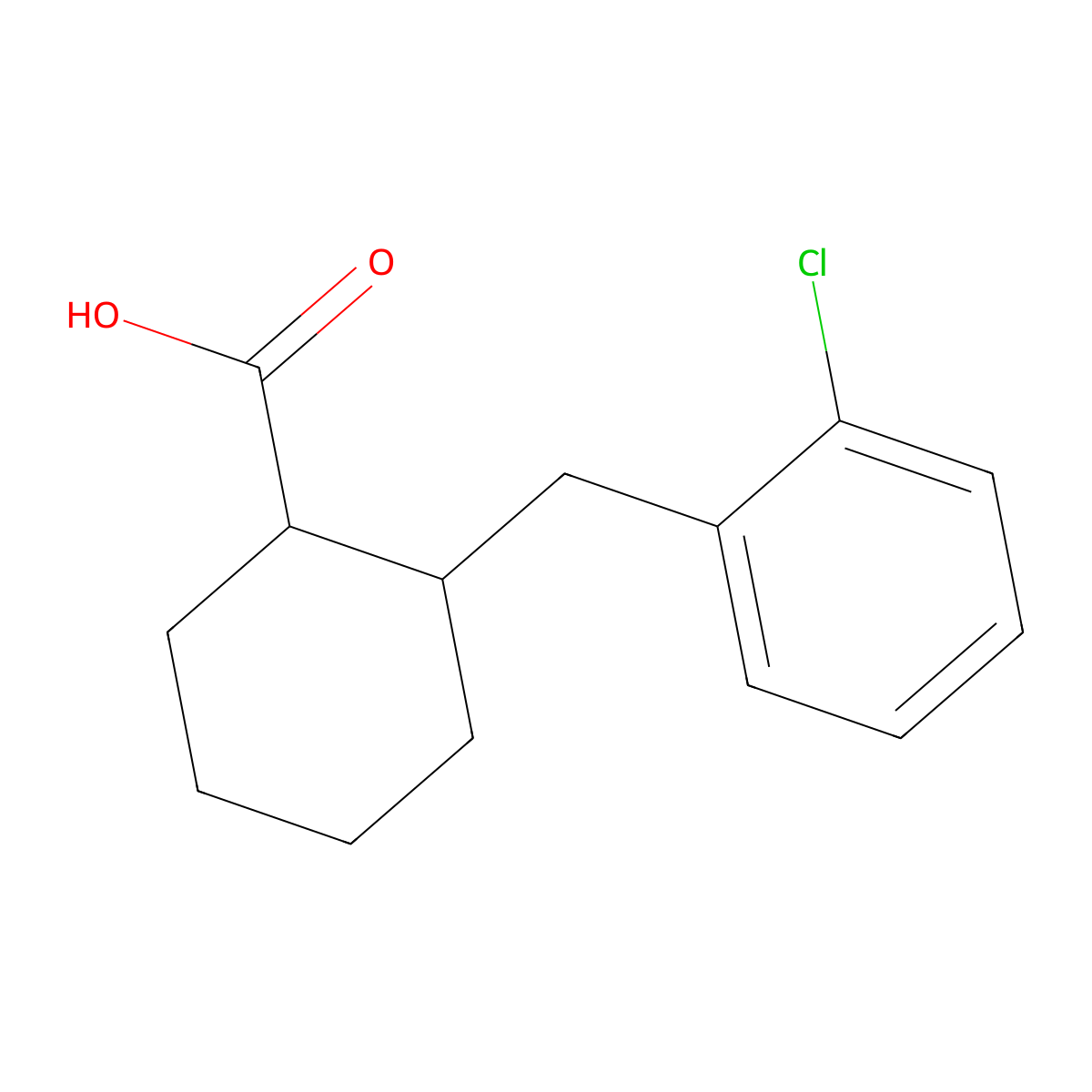 2-[(2-Chlorophenyl)methyl]cyclohexane-1-carboxylic acid molecular structure, CAS 1503698-89-2