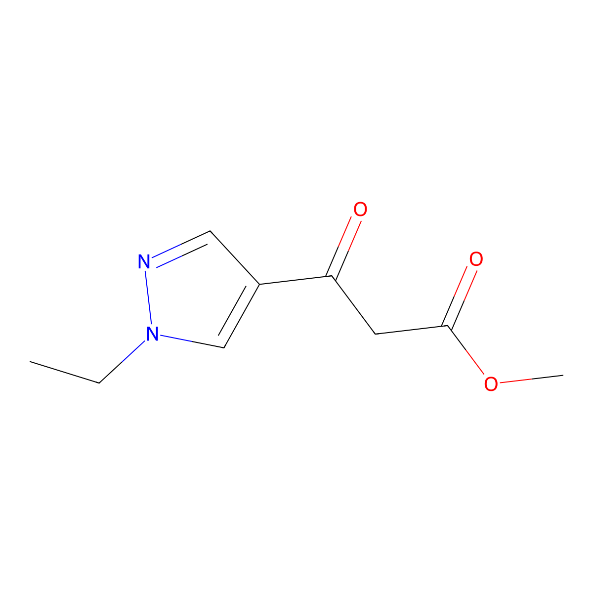 methyl 3-(1-ethyl-1H-pyrazol-4-yl)-3-oxopropanoate molecular structure, CAS 1503700-64-8