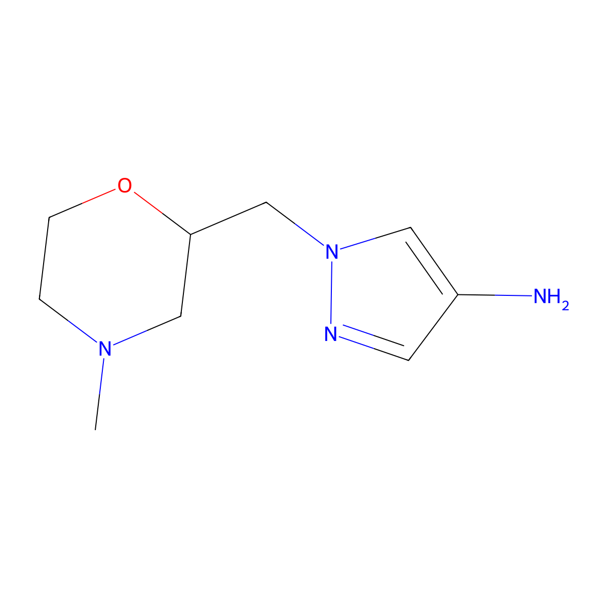 1-((4-Methylmorpholin-2-yl)methyl)-1h-pyrazol-4-amine molecular structure, CAS 1503705-38-1