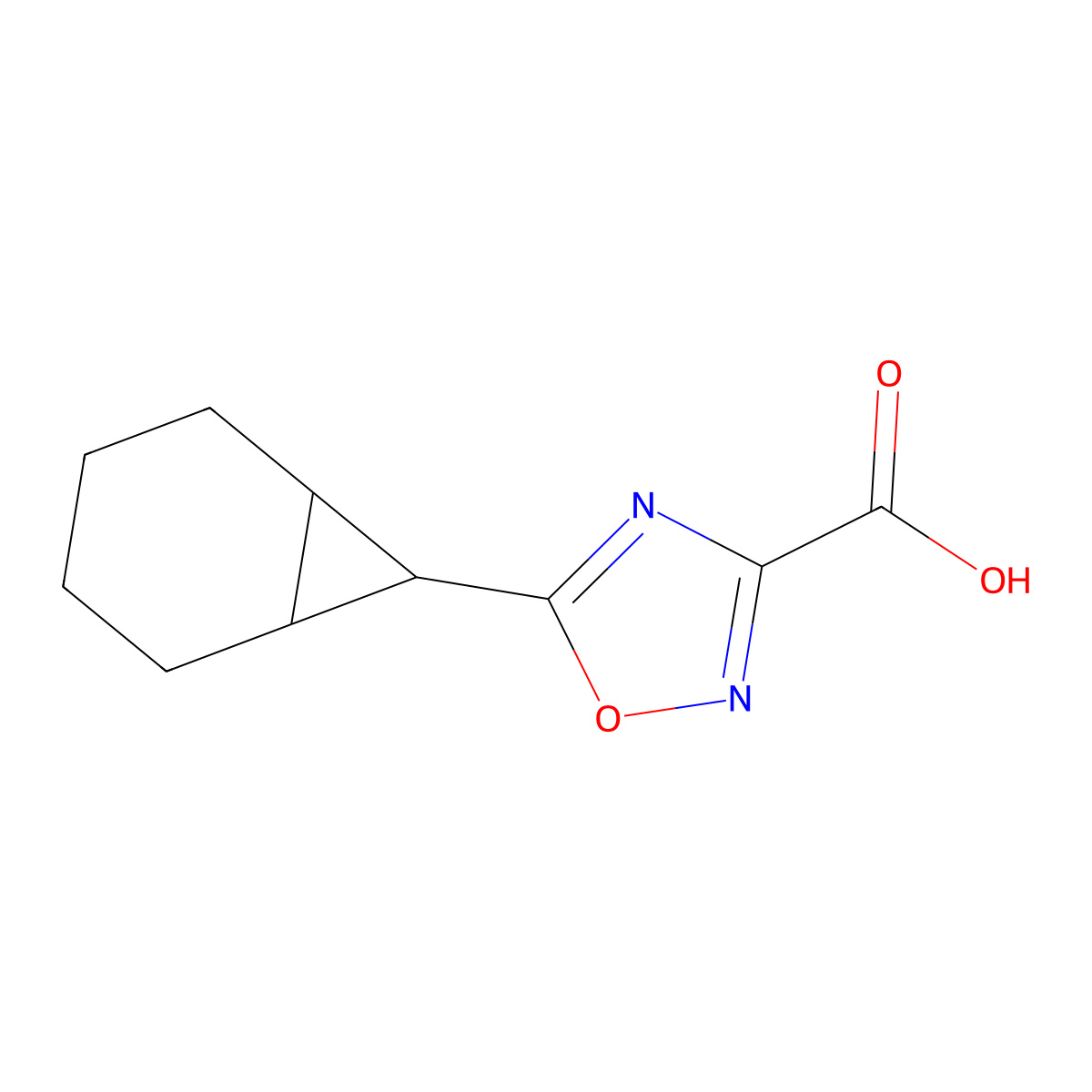 5-{Bicyclo[4.1.0]heptan-7-yl}-1,2,4-oxadiazole-3-carboxylic acid molecular structure, CAS 1503715-11-4