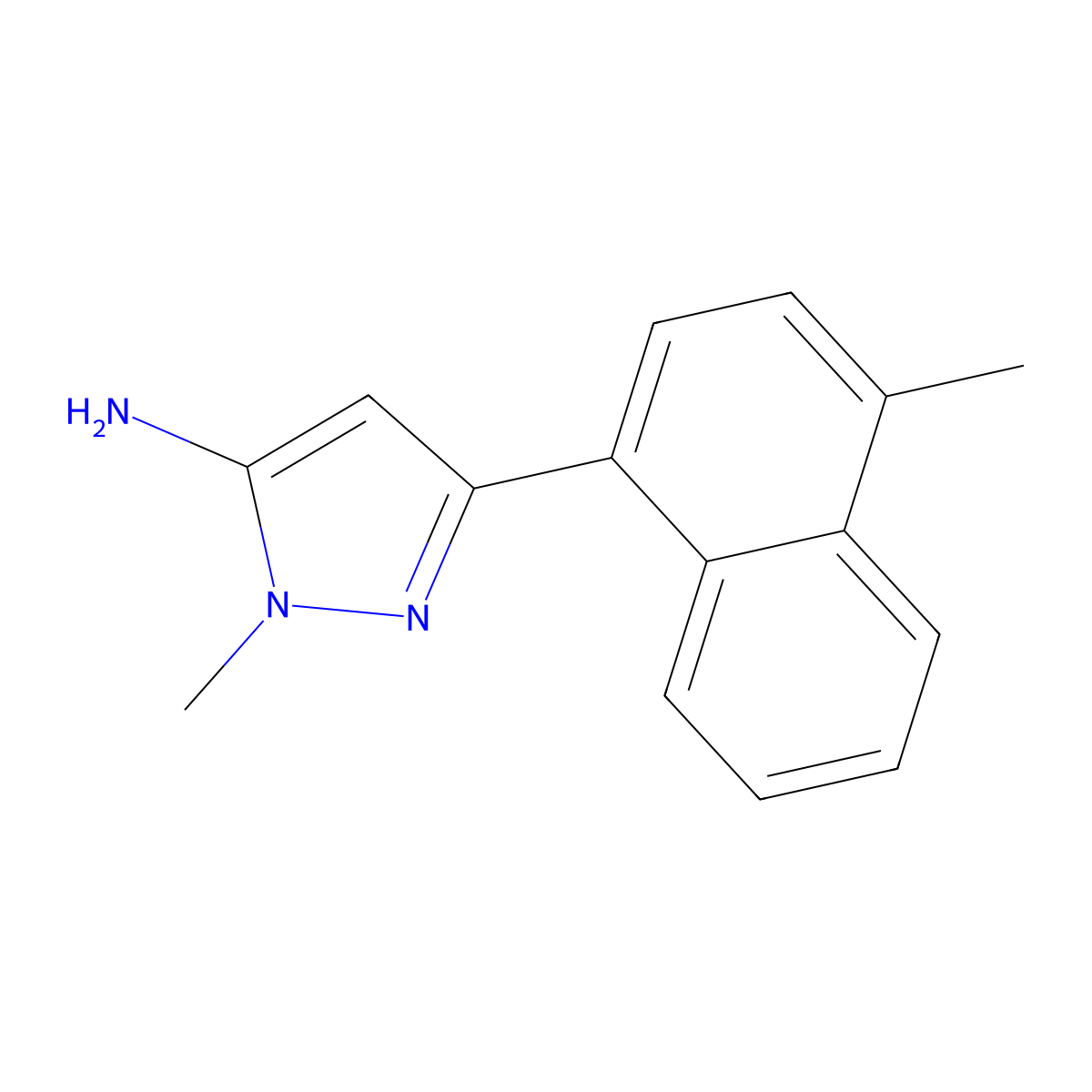1-methyl-3-(4-methylnaphthalen-1-yl)-1H-pyrazol-5-amine molecular structure, CAS 1503721-39-8
