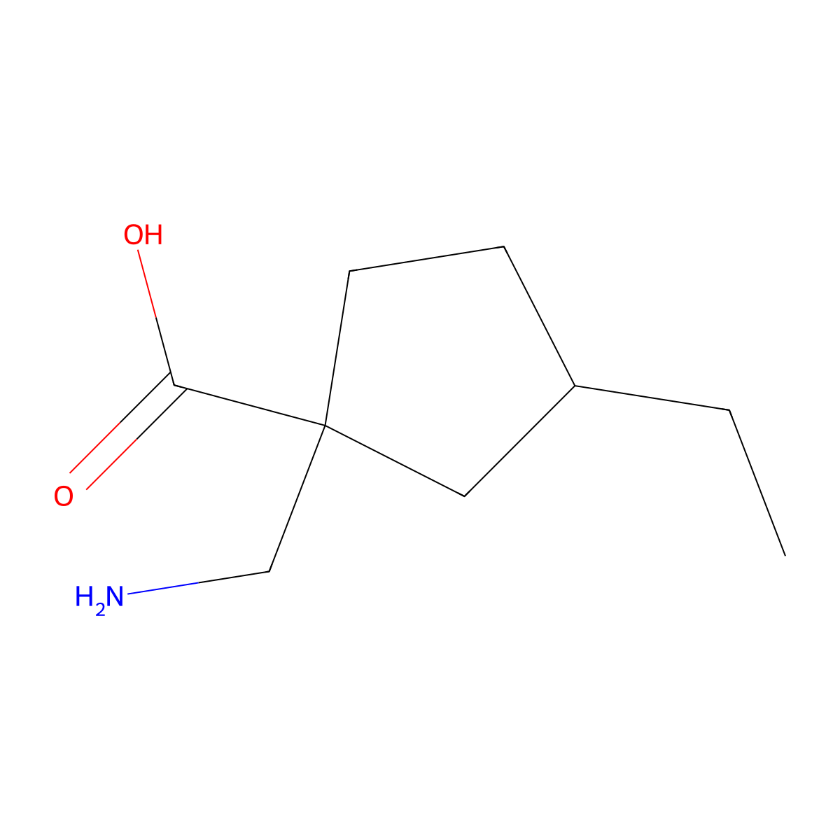 1-(Aminomethyl)-3-ethylcyclopentane-1-carboxylic acid molecular structure, CAS 1503721-79-6