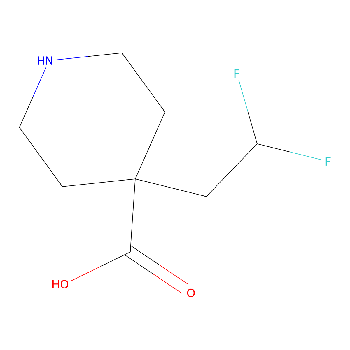 4-(2,2-Difluoroethyl)piperidine-4-carboxylic acid molecular structure, CAS 1503725-95-8