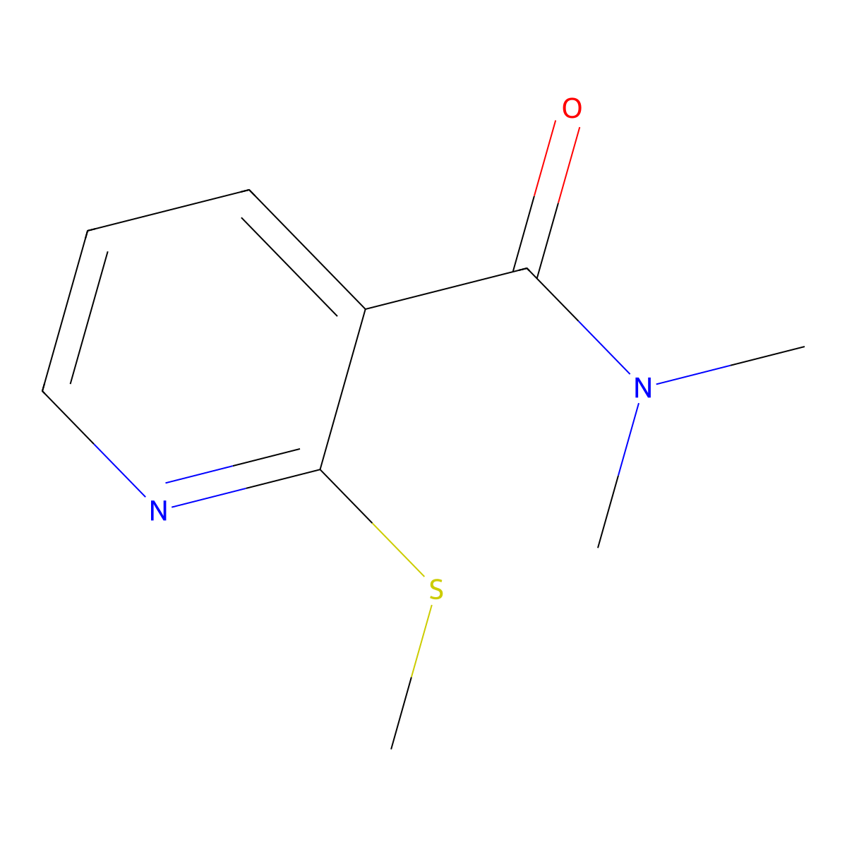 N,N-dimethyl-2-(methylsulfanyl)pyridine-3-carboxamide molecular structure, CAS 150374-72-4