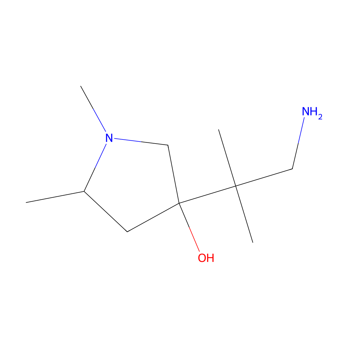 3-(1-Amino-2-methylpropan-2-yl)-1,5-dimethylpyrrolidin-3-ol molecular structure, CAS 1503740-28-0