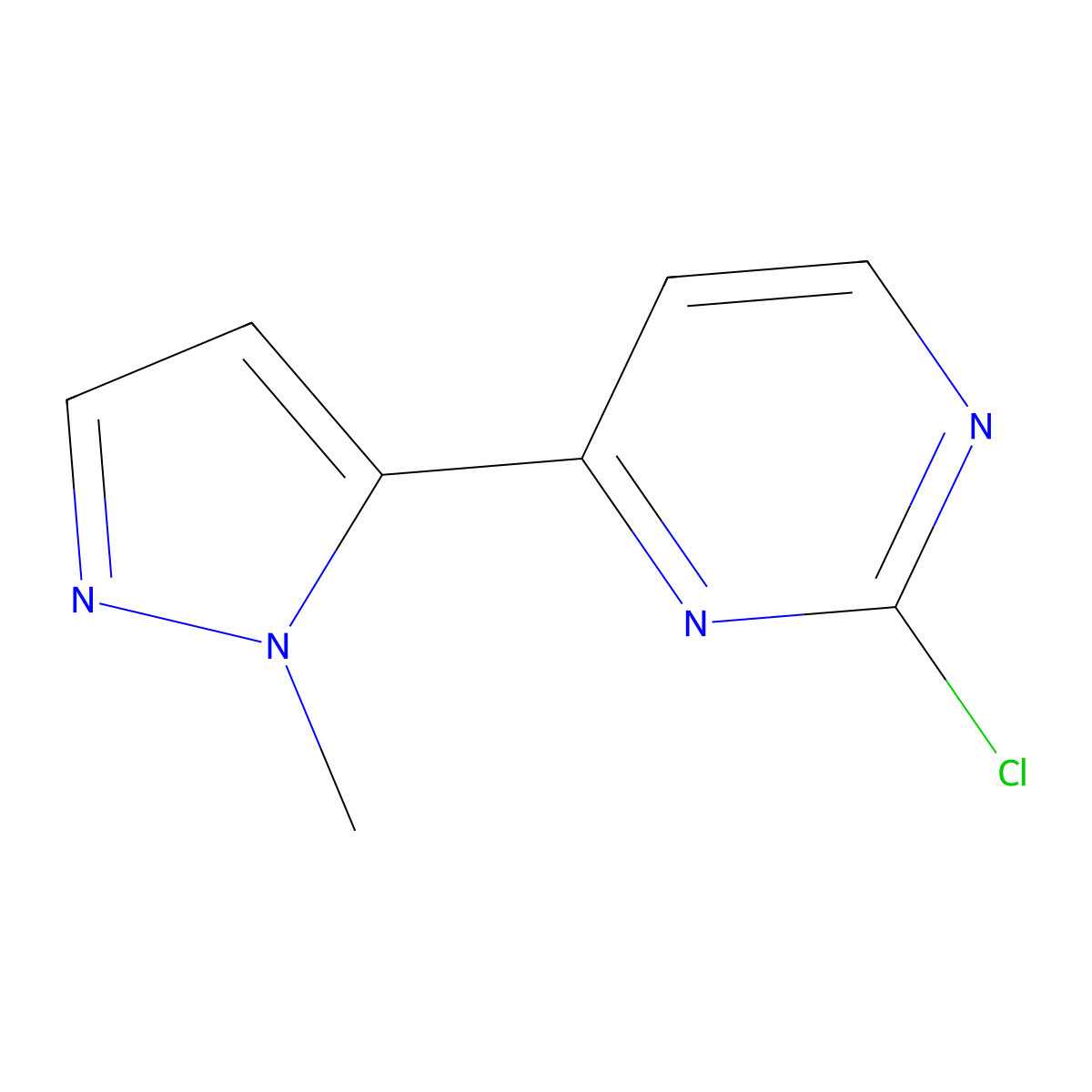 2-chloro-4-(1-methyl-1H-pyrazol-5-yl)pyrimidine molecular structure, CAS 1503746-05-1