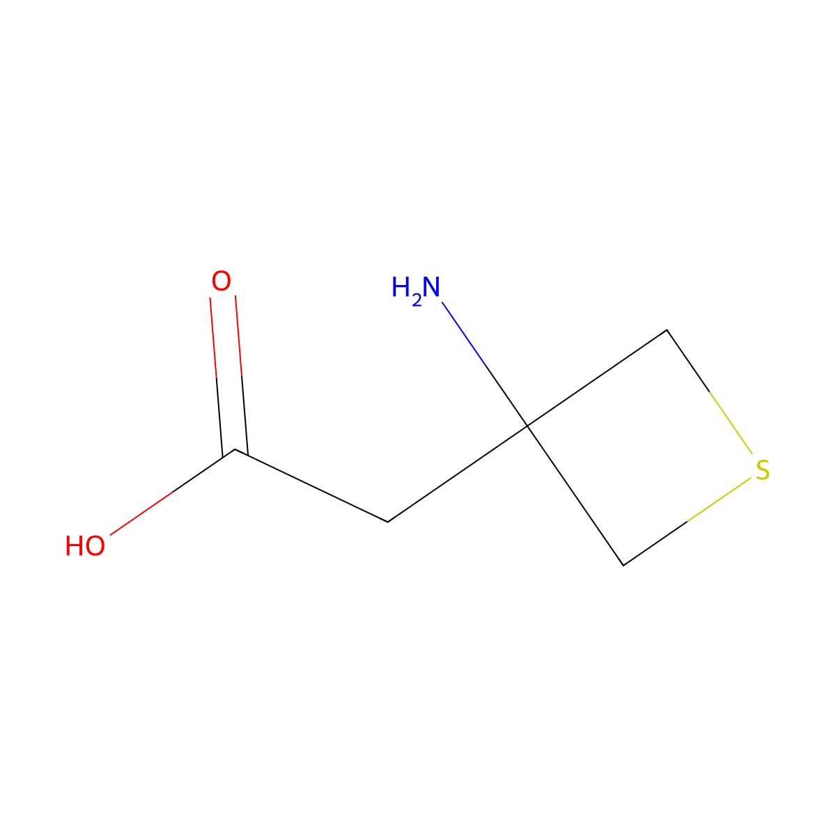 2-(3-Aminothietan-3-yl)acetic acid molecular structure, CAS 1503748-84-2