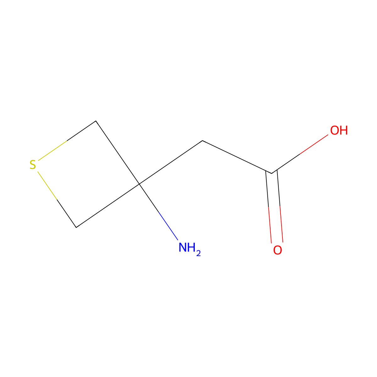2-(3-Aminothietan-3-yl)acetic acid molecular structure, CAS 1503748-84-2